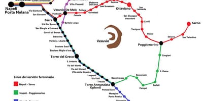 نقشه circumvesuviana قطار مسیر